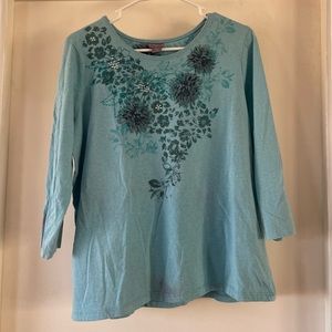Laura Scott blue long-sleeved shirt. Size: XL